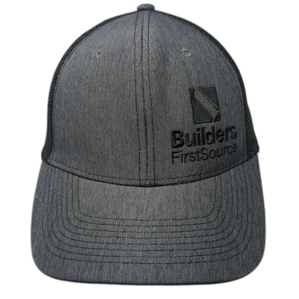 Fivory Builders FirstSource Trucker Hat Gray Black One Size Mesh Snapback Logo